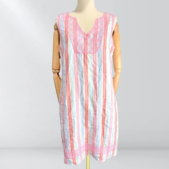 Hatley Portia Sheath Pink & Blue Sun Stripes Dress - Picture 1 of 4